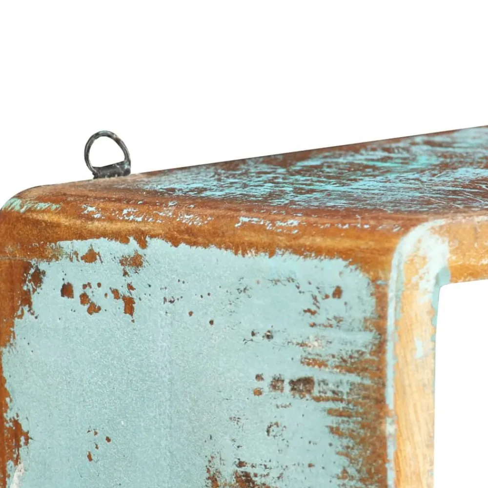 vidaXL Juego de estantes cubo de pared 3 pzas madera maciza reciclada Best
