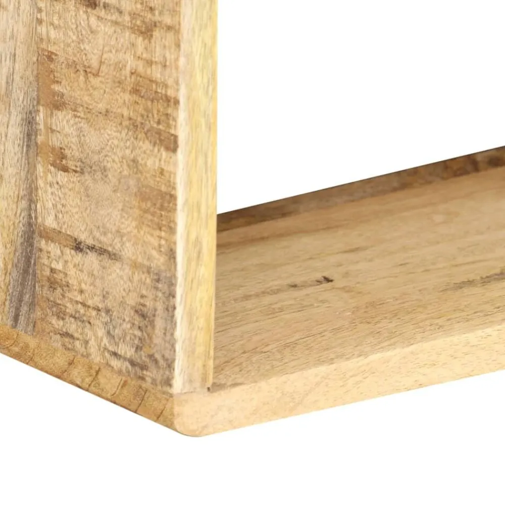 vidaXL Juego de estantes cubo de pared 3 piezas madera maciza de mango Discount