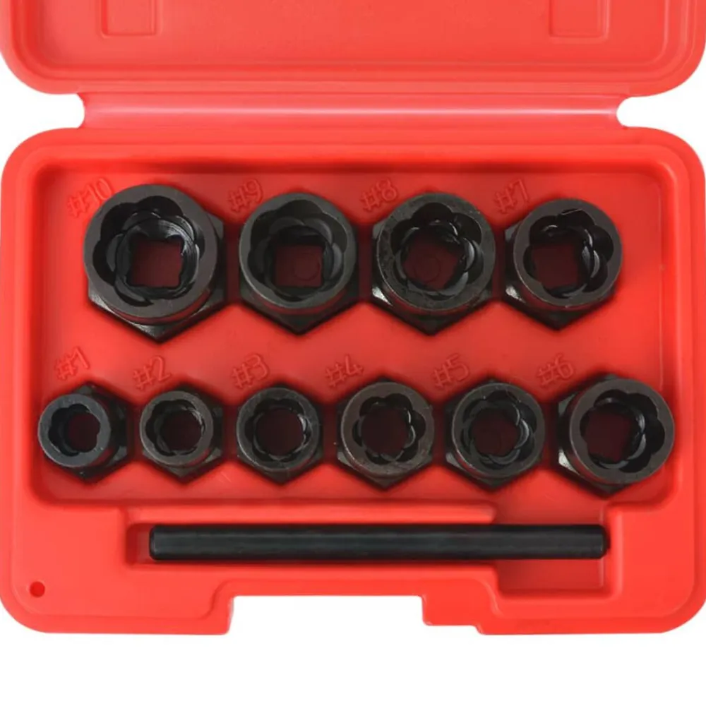vidaXL Equipo & Herramientas De Taller-Juego de extractor de pernos y tuercas dañadas 11 piezas acero