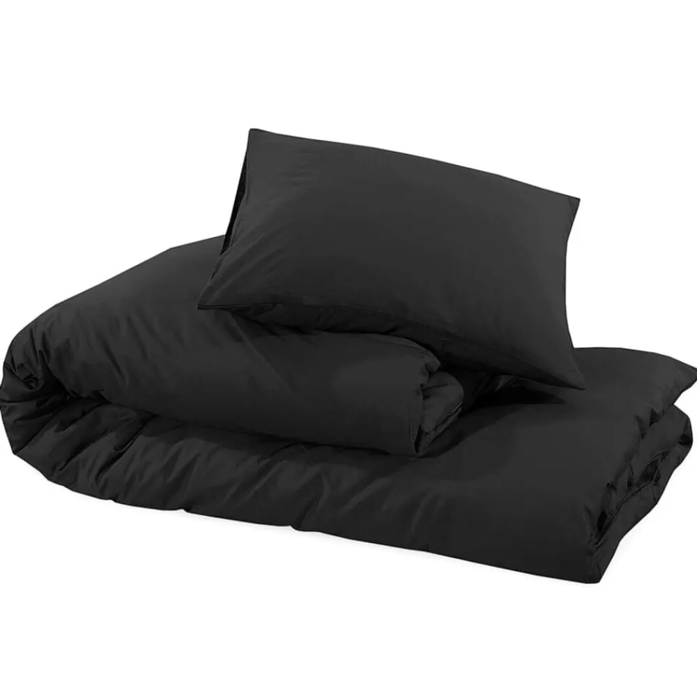 vidaXL Juego de funda nórdica algodón 140x200 cm Negro Outlet