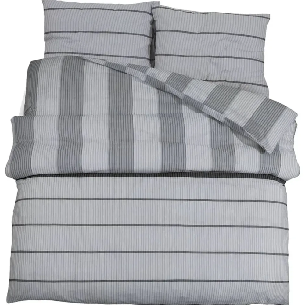 vidaXL Ropa De Casa-Juego de funda nórdica algodón gris 140x200 cm