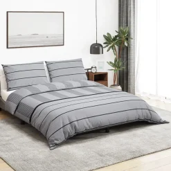 vidaXL Ropa De Casa-Juego de funda nórdica algodón gris 140x200 cm