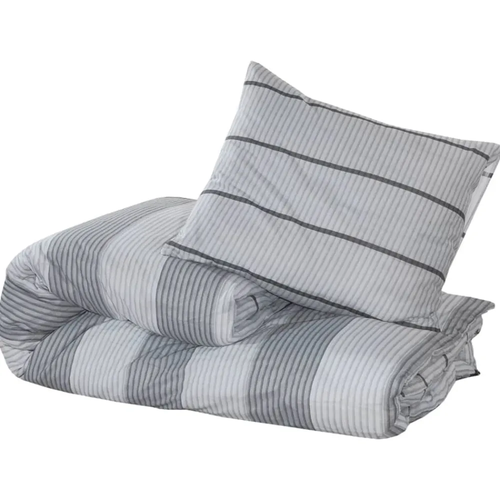 vidaXL Ropa De Casa-Juego de funda nórdica algodón gris 140x200 cm