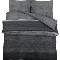 vidaXL Juego de funda nórdica algodón gris oscuro 140x200 cm Gris oscuro y negro Sale