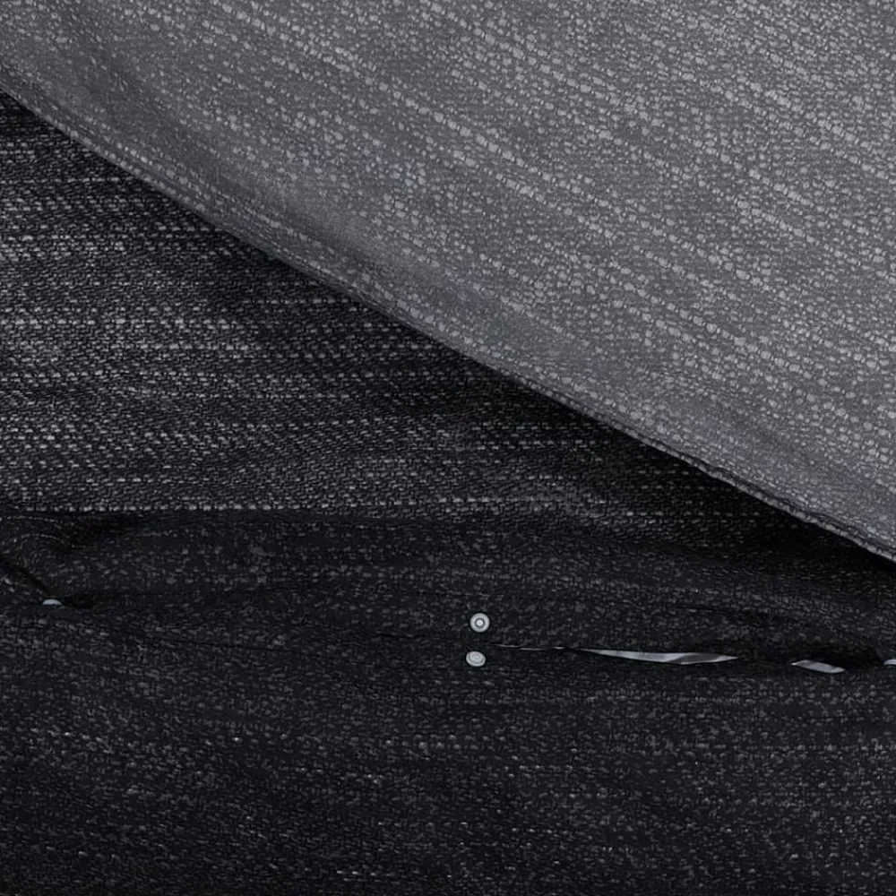 vidaXL Juego de funda nórdica algodón gris oscuro 140x200 cm Gris oscuro y negro Sale