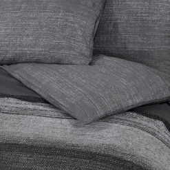 vidaXL Juego de funda nórdica algodón gris oscuro 140x200 cm Gris oscuro y negro Sale
