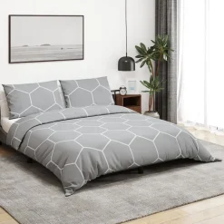vidaXL Ropa De Casa-Juego de funda nórdica algodón gris 140x200 cm