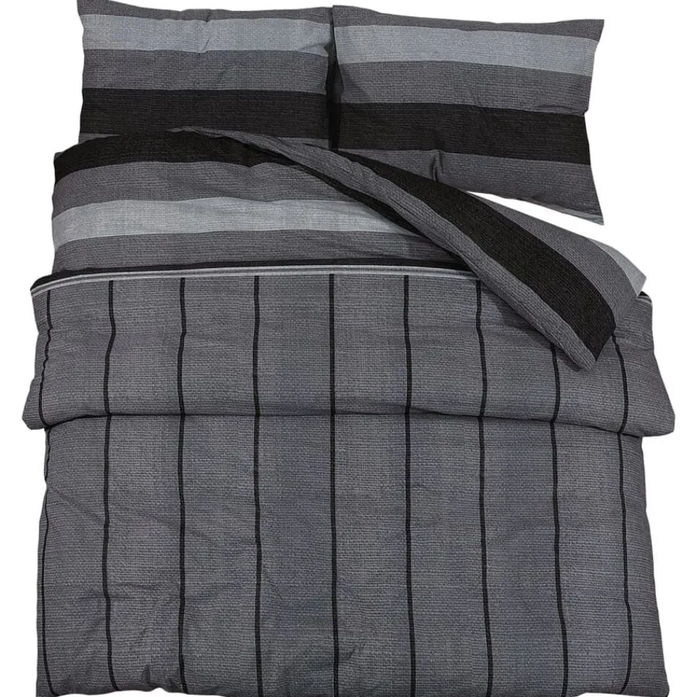 vidaXL Juego de funda nórdica algodón 140x200 cm Gris oscuro Sale