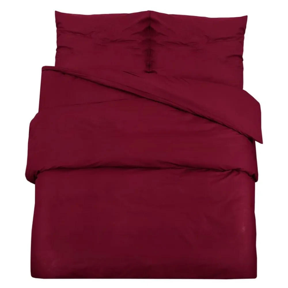 vidaXL Ropa De Casa-Juego de funda nórdica algodón color burdeos 140x200 cm