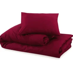 vidaXL Ropa De Casa-Juego de funda nórdica algodón color burdeos 140x200 cm