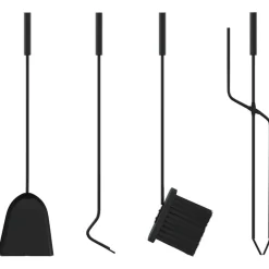 vidaXL Accesorios Para Hornos De Leña Y Chimeneas-Juego de herramientas para chimenea de 5 piezas, 18 x 56 cm, acero