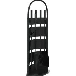 vidaXL Accesorios Para Hornos De Leña Y Chimeneas-Juego de herramientas para chimenea de 5 piezas, 23 x 15 x 66 cm, acero