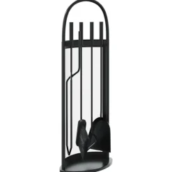 vidaXL Accesorios Para Hornos De Leña Y Chimeneas-Juego de herramientas para chimenea de 5 piezas, 23 x 15 x 66 cm, acero