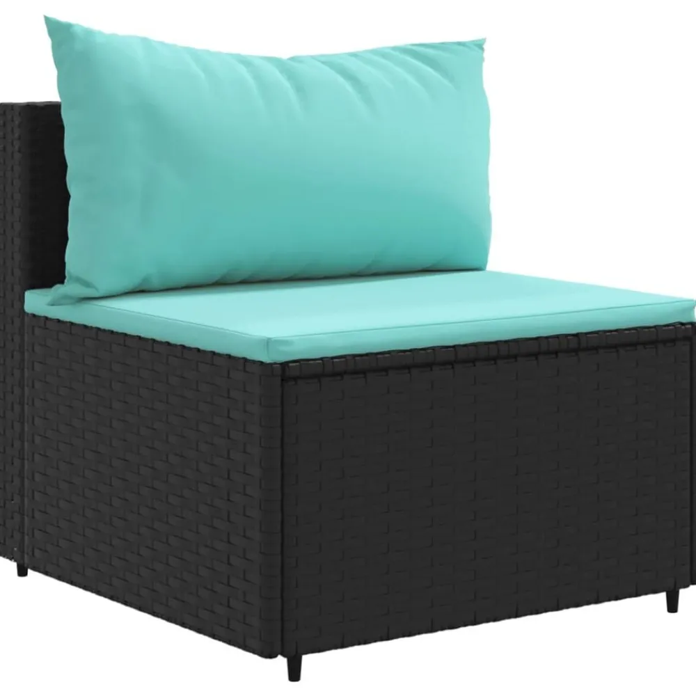 vidaXL Juego de jardín con cojines 4 piezas ratán sintético negro Negro y azul New
