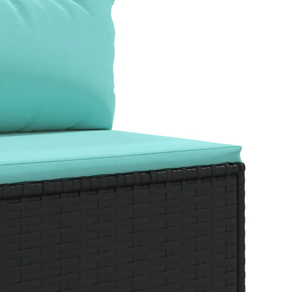 vidaXL Juego de jardín con cojines 4 piezas ratán sintético negro Negro y azul New