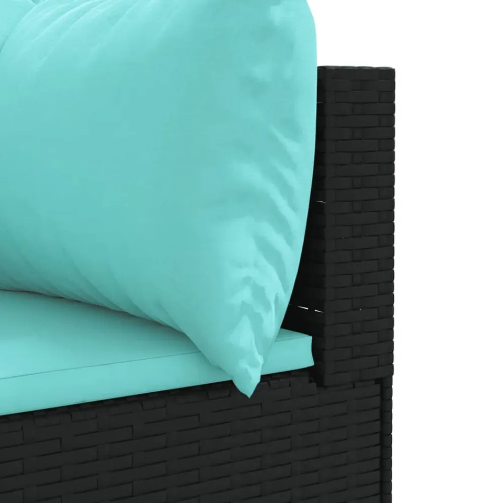 vidaXL Juego de jardín con cojines 4 piezas ratán sintético negro Negro y azul New