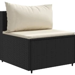 vidaXL Juego de jardín con cojines 4 piezas ratán sintético negro Negro y crema Clearance