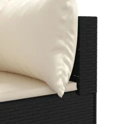 vidaXL Juego de jardín con cojines 4 piezas ratán sintético negro Negro y crema Clearance