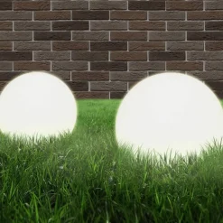 vidaXL Iluminación-Juego de lámparas de bola LED 2 piezas esféricas 20 cm PMMA