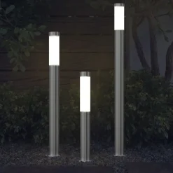 vidaXL Juego de lámparas de jardín 3 pzas acero inoxidable impermeable Online
