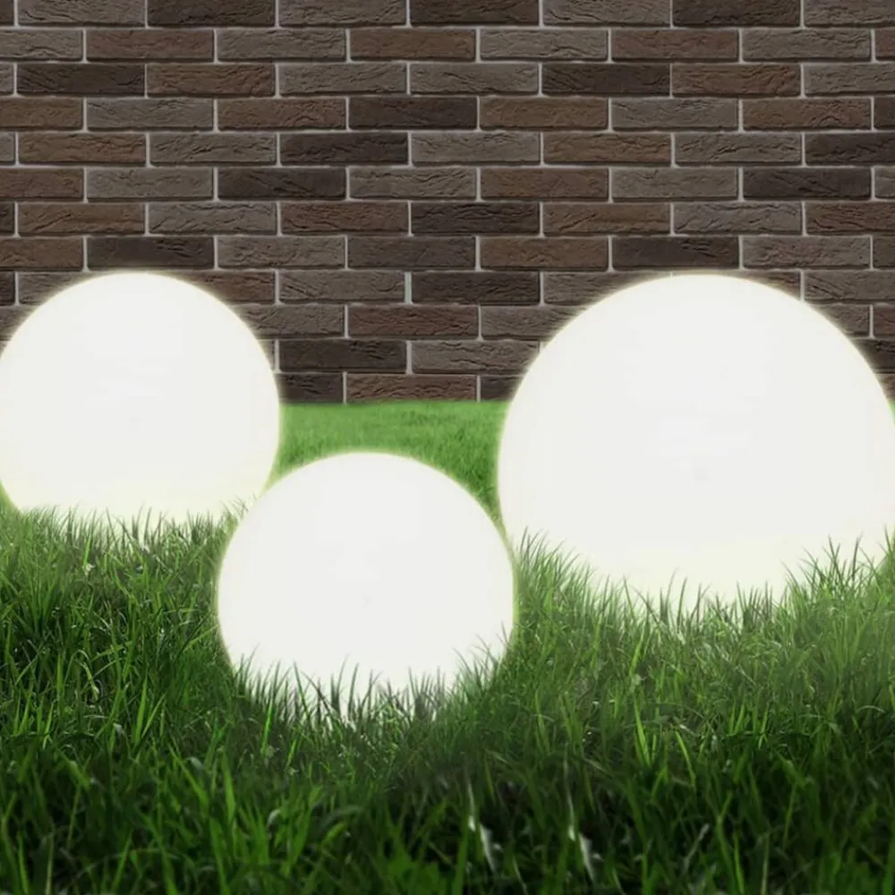 vidaXL Iluminación-Juego de lámparas de bola LED 3 pzas esféricas 20/30/40 cm PMMA