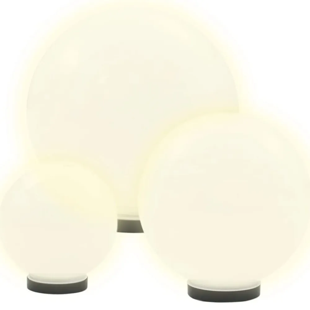 vidaXL Iluminación-Juego de lámparas de bola LED 3 pzas esféricas 20/30/40 cm PMMA