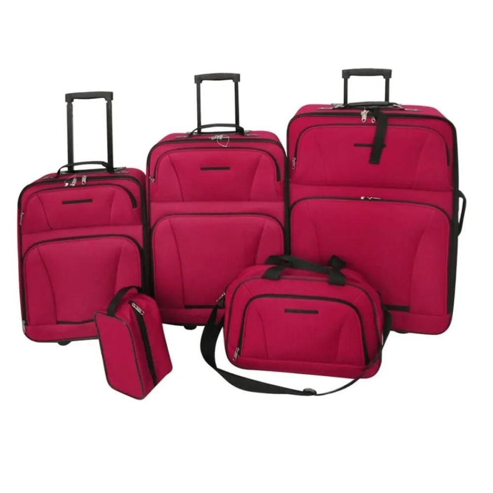 vidaXL Juego de maletas de viaje 5 piezas Rojo Discount