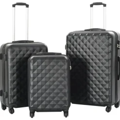 vidaXL Juego de maletas rígidas con ruedas trolley 3 piezas ABS Negro Best