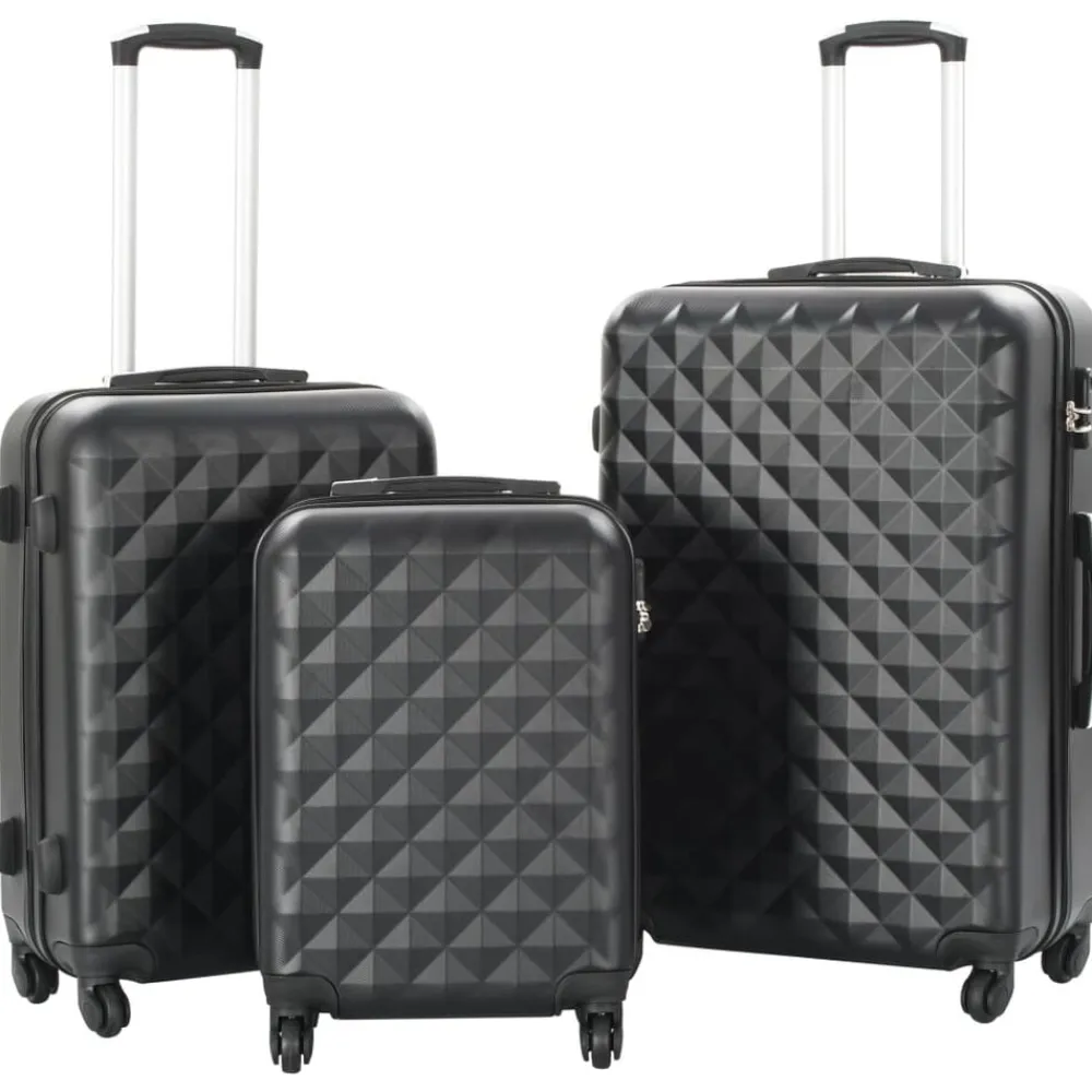 vidaXL Juego de maletas rígidas con ruedas trolley 3 piezas ABS Negro Best
