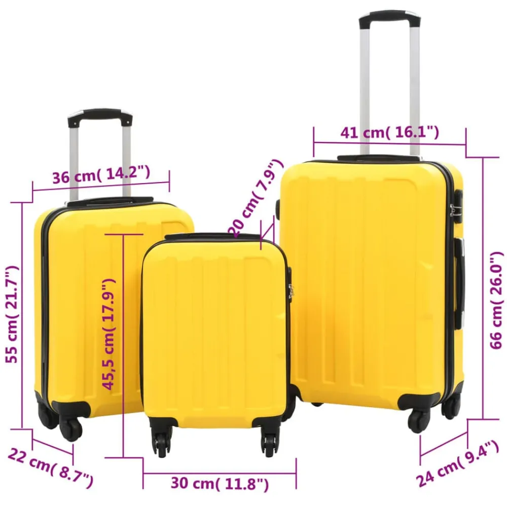 vidaXL Maletas Y Bolsos De Viaje-Juego de maletas rígidas con ruedas trolley ABS