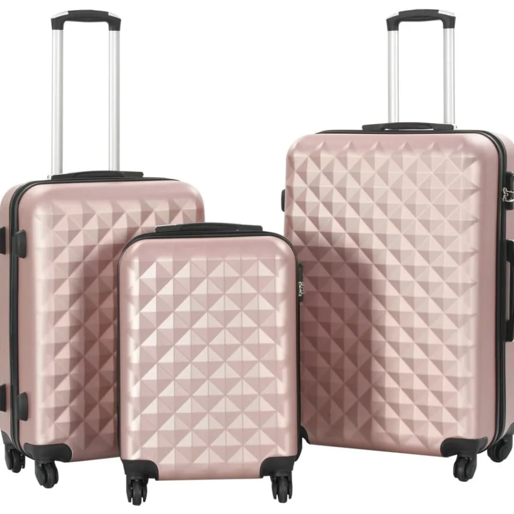 vidaXL Juego de maletas rígidas ruedas trolley 3 pzas ABS Rosa dorado New
