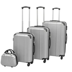 vidaXL Maletas Y Bolsos De Viaje-Juego de maletas rígidas cuatro unidades plata