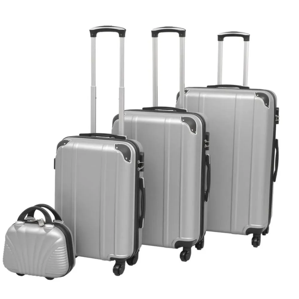 vidaXL Maletas Y Bolsos De Viaje-Juego de maletas rígidas cuatro unidades plata