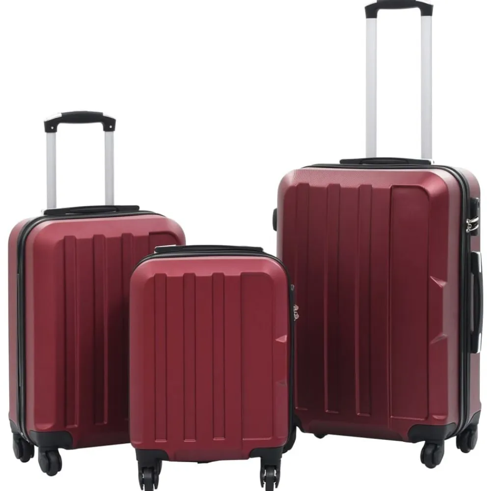 vidaXL Juego de maletas rígidas ruedas trolley 3 pzas rojo tinto ABS Rojo vino tinto New