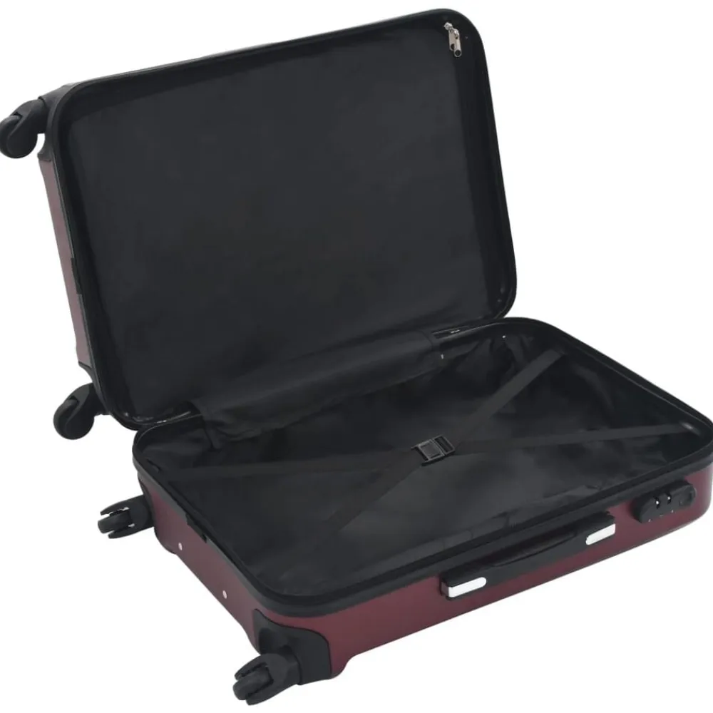 vidaXL Juego de maletas rígidas ruedas trolley 3 pzas rojo tinto ABS Rojo vino tinto New