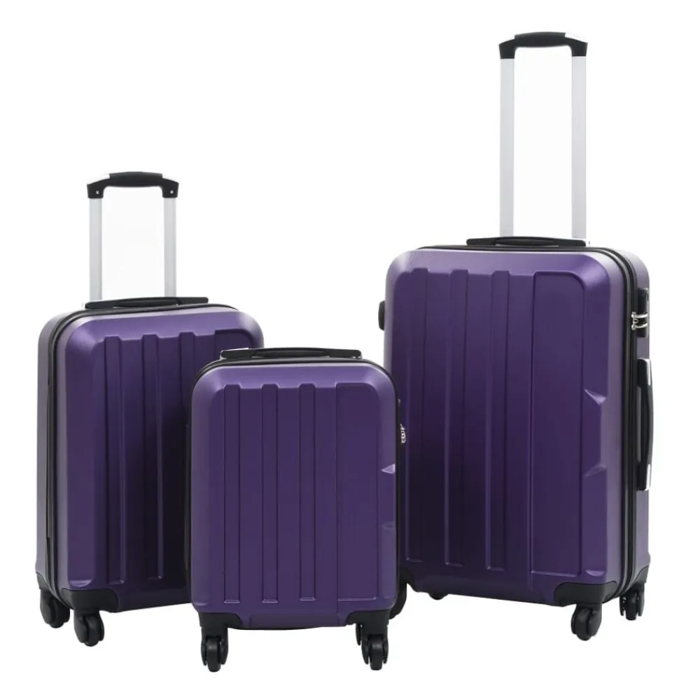 vidaXL Maletas Y Bolsos De Viaje-Juego de maletas rígidas de ruedas trolley 3 pzas moradas ABS