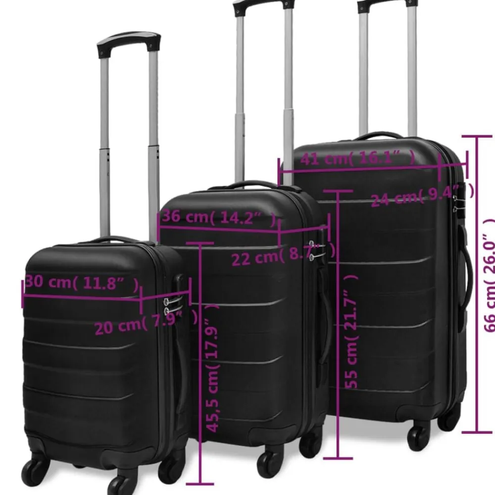 vidaXL Maletas Y Bolsos De Viaje-Juego de maletas trolley rígidas 3 piezas 45,5/55/66 cm