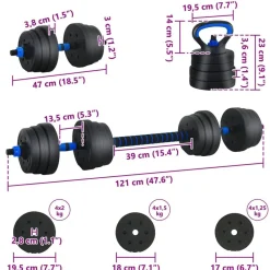 vidaXL Fitness Y Musculación-Juego de Mancuernas 4 en 1 30kg Negro y azul