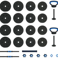 vidaXL Fitness Y Musculación-Juego de Mancuernas 4 en 1 30kg Negro y azul