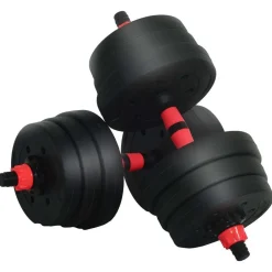 vidaXL Fitness Y Musculación-Juego de Mancuernas 2 en 1 30kg Negro y rojo