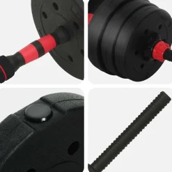 vidaXL Fitness Y Musculación-Juego de Mancuernas 2 en 1 30kg Negro y rojo