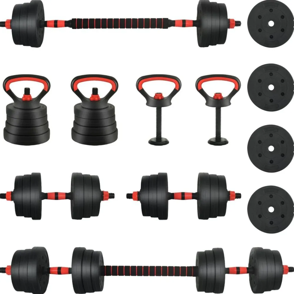 vidaXL Juego de Mancuernas 4 en 1 30kg Negro y rojo Negro con rojo Hot