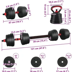 vidaXL Juego de Mancuernas 4 en 1 30kg Negro y rojo Negro con rojo Hot