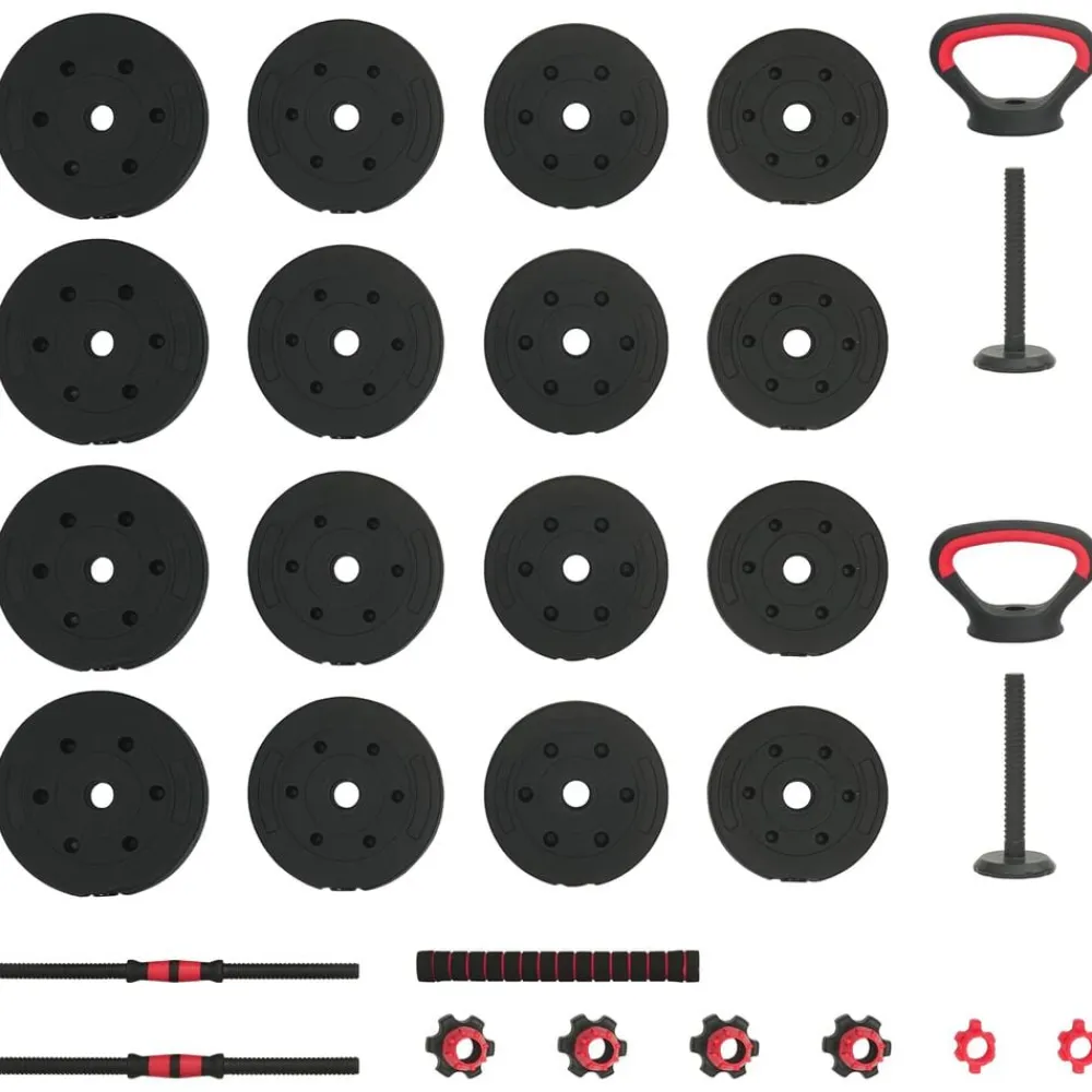 vidaXL Juego de Mancuernas 4 en 1 30kg Negro y rojo Negro con rojo Hot