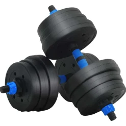 vidaXL Juego de Mancuernas 2 en 1 30kg Negro y azul Negro con azul New