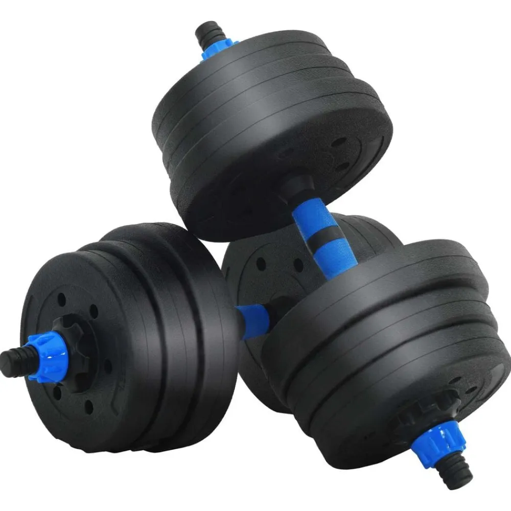vidaXL Juego de Mancuernas 2 en 1 30kg Negro y azul Negro con azul New