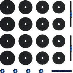 vidaXL Juego de Mancuernas 2 en 1 30kg Negro y azul Negro con azul New