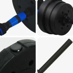 vidaXL Juego de Mancuernas 2 en 1 30kg Negro y azul Negro con azul New