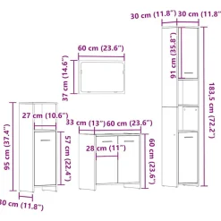 vidaXL Juego de muebles baño 4 piezas madera ingeniería Roble artisan Hot