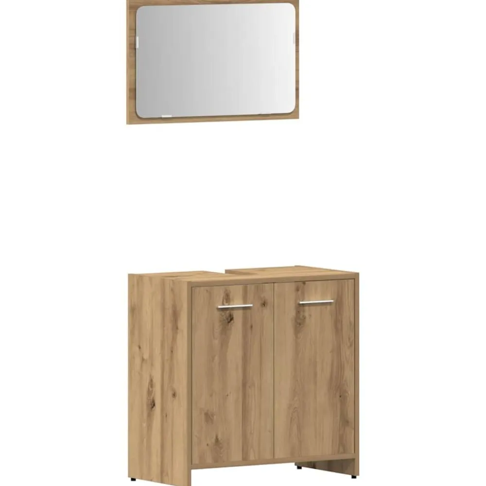 vidaXL Juego de muebles baño 4 piezas madera ingeniería Roble artisan Hot